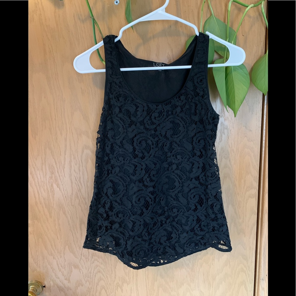 Loft black lace layering tank